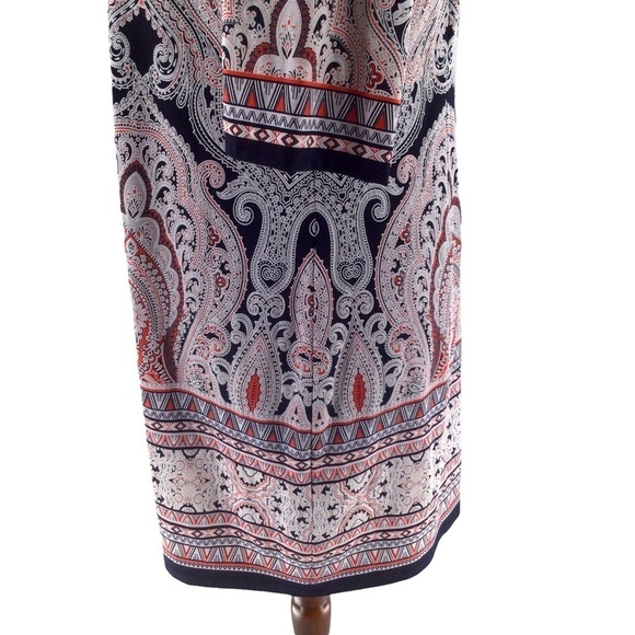 Isabel & Nina Black Burnt Orange and White Paisley Textured Shift Dress - Picture 9 of 12